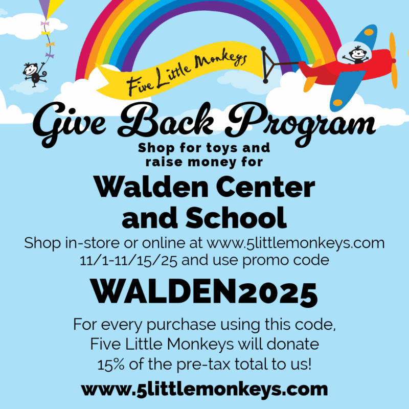 Walden Center & school Five Little Monkey Give Back Program Fundraiser